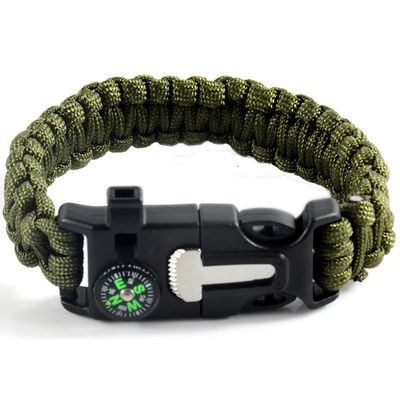 Braccialetto Paracord all'aria aperta con accensione del fuoco e fischietto, attrezzatura di sopravvivenza essenziale