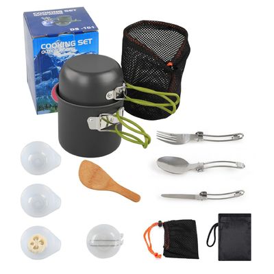 Set di utensili da cucina in alluminio portatile per campeggio all'aperto Set di utensili da tavola con maniglia grigio verde