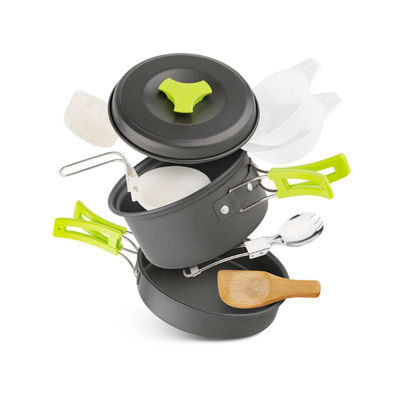 Set di utensili da cucina portatili per campeggio, pentola di alluminio leggera e 1 padella inclusa
