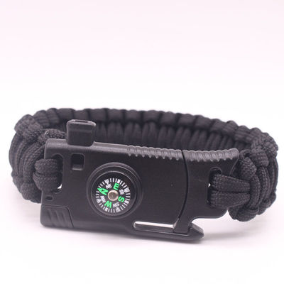 Campeggio all'aperto Paracord Braccialetto di sopravvivenza Fire Starter Compasso e cintura 6-8 pollici