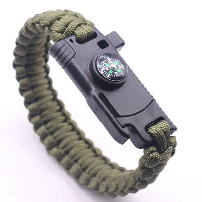 Campeggio all'aperto Paracord Braccialetto di sopravvivenza Fire Starter Compasso e cintura 6-8 pollici