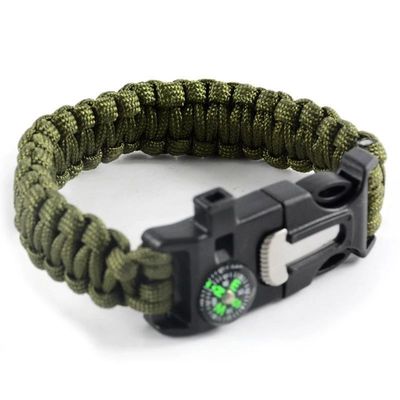 Braccialetto Paracord all'aria aperta con accensione del fuoco e fischietto, attrezzatura di sopravvivenza essenziale