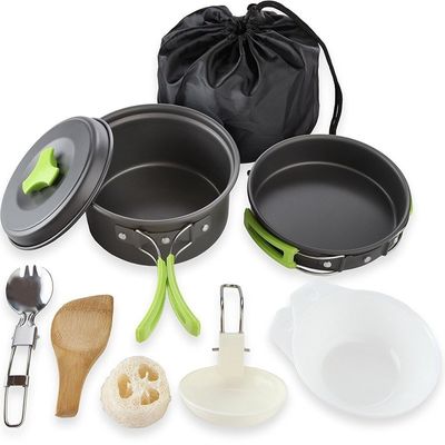 Rimborsi di rimborso Kit di cucina per campeggio all'aperto Kit di mensa Panna da cucina in alluminio Set di padelle
