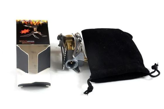 Mini stufa a gas a butano in acciaio inossidabile e rame per cucinare all'aperto in campeggio