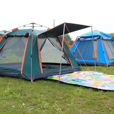 Tenda da campeggio automatica personalizzata impermeabile poliestere rivestimento d'argento per la famiglia all'aperto