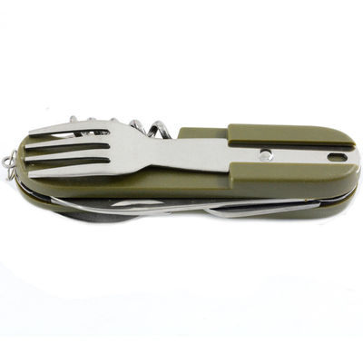 Cucchiaio incluso Portable in acciaio inossidabile coltello pieghevole Forchetta Set per campeggio sopravvivenza