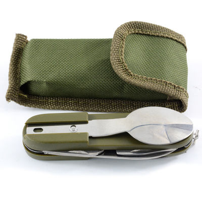 Cucchiaio incluso Portable in acciaio inossidabile coltello pieghevole Forchetta Set per campeggio sopravvivenza
