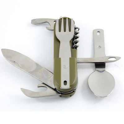 Cucchiaio incluso Portable in acciaio inossidabile coltello pieghevole Forchetta Set per campeggio sopravvivenza