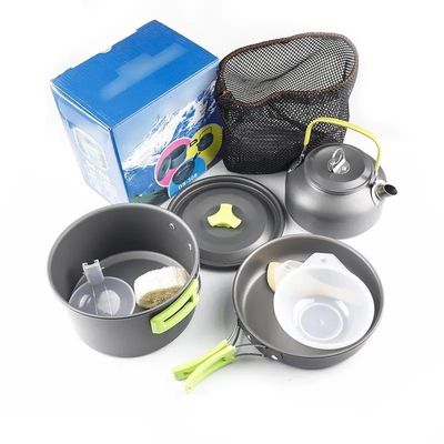 Kit di cucina per campeggio portatile in alluminio per avventure all'aperto
