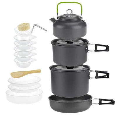 Cucina all'aria aperta Cisterna da campeggio in alluminio e pentole Set di utensili da cucina con costo di spedizione veloce