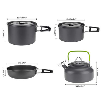 Cucina all'aria aperta Cisterna da campeggio in alluminio e pentole Set di utensili da cucina con costo di spedizione veloce