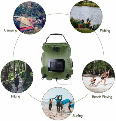20L PVC Portable Outdoor Camping Shower Bag per doccia solare riscaldata in verde o blu