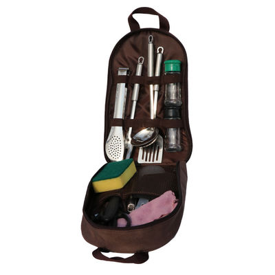 Set da tavola in acciaio inossidabile per campeggio all'aperto utensili da cucina sacchetto di stoccaggio personalizzazione