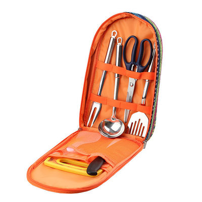 Set da tavola in acciaio inossidabile per campeggio all'aperto utensili da cucina sacchetto di stoccaggio personalizzazione