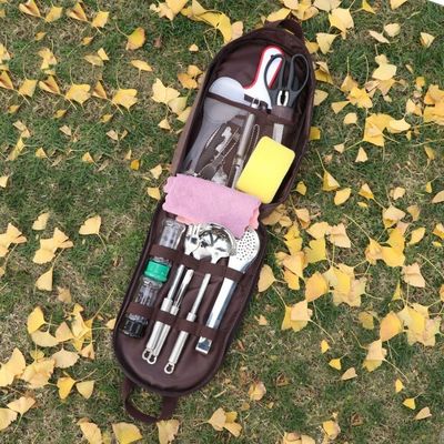 Set da tavola in acciaio inossidabile per campeggio all'aperto utensili da cucina sacchetto di stoccaggio personalizzazione