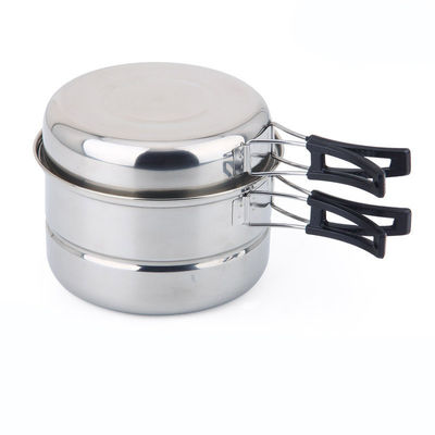 Convenient Silver Acciaio Inossidabile Camping Kitchenware Set per cucinare all'aperto e picnic