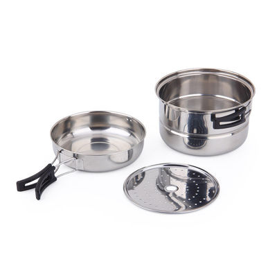 Convenient Silver Acciaio Inossidabile Camping Kitchenware Set per cucinare all'aperto e picnic