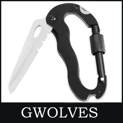 Campeggio all'aria aperta EDC Multi Tool Multi Function Pocket Carabiner Knife 30 giorni di rimborso