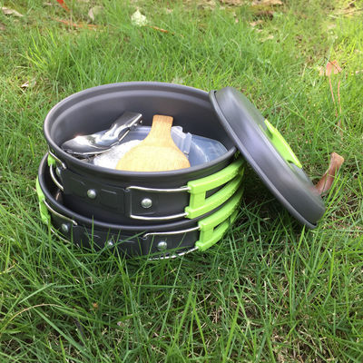 Set di utensili da cucina portatili per campeggio, pentola di alluminio leggera e 1 padella inclusa