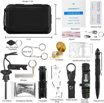 Black Outdoor Camping Emergency Survival Tool Kit Kit di Primi Soccorsi Costi di spedizione inclusi