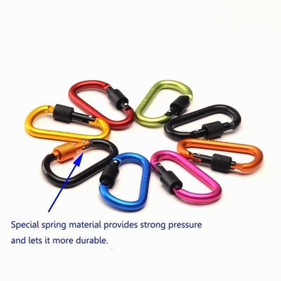 D forma portachiavi in alluminio Clip carabiner con serratura a vite Mantenere le chiavi al sicuro